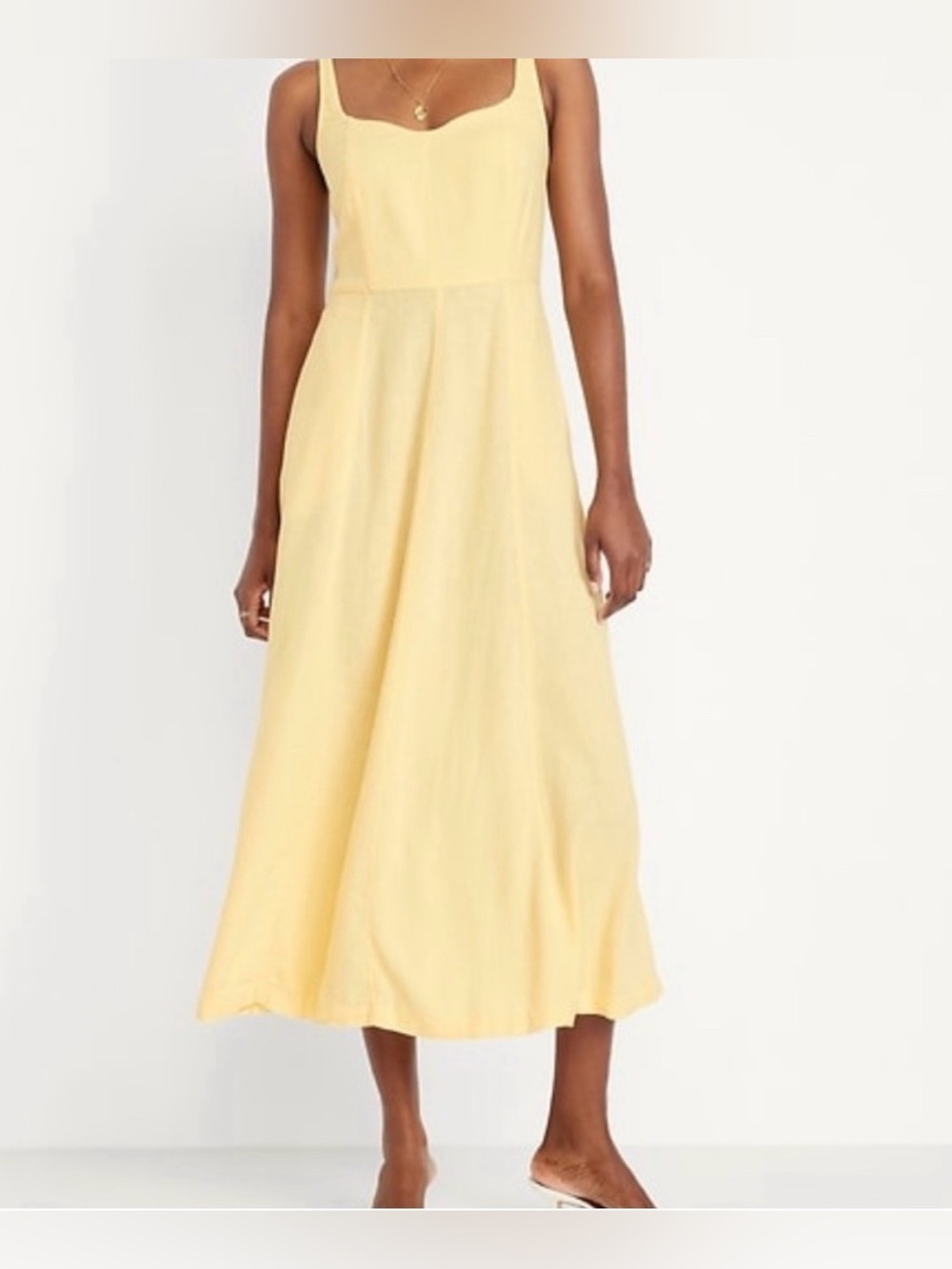 Old Navy Fit and Flare Linen Blend sleeveless midi length dress NWT